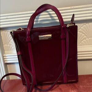 Patent Leather Top-Handle Crossbody Bag in Purple